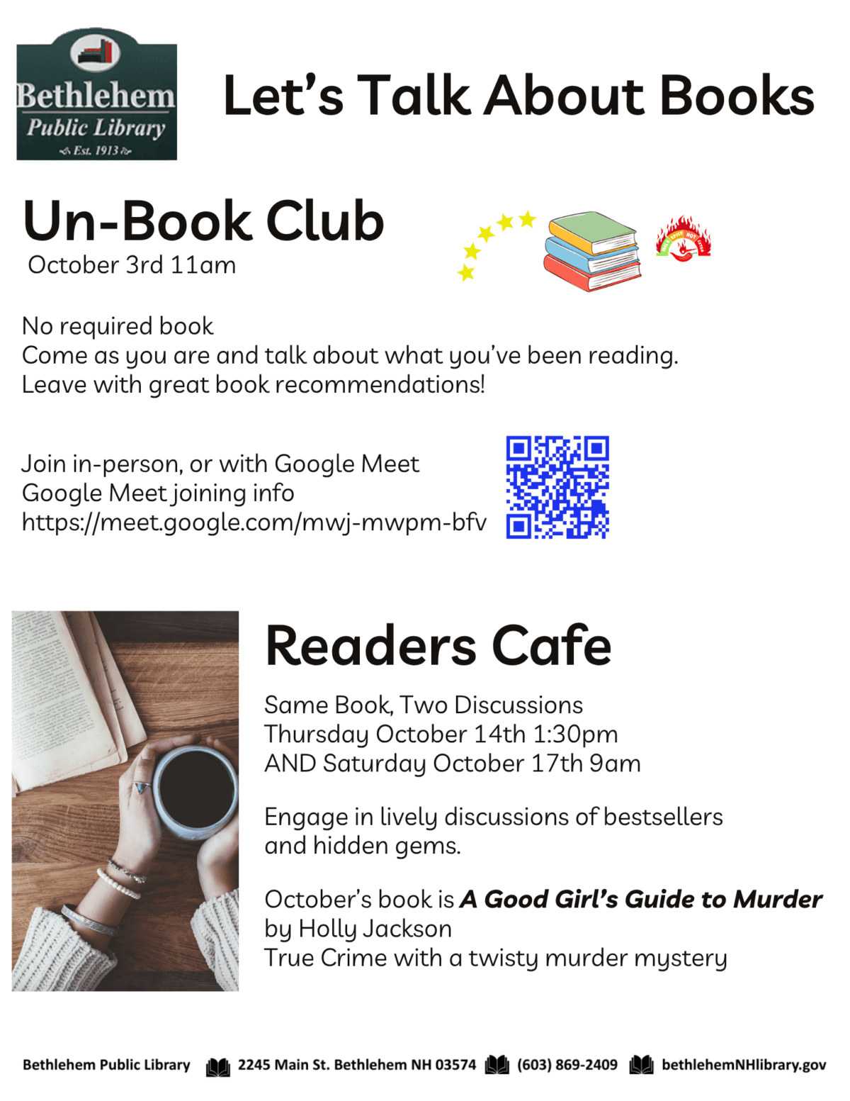 book discussion monthly flyer