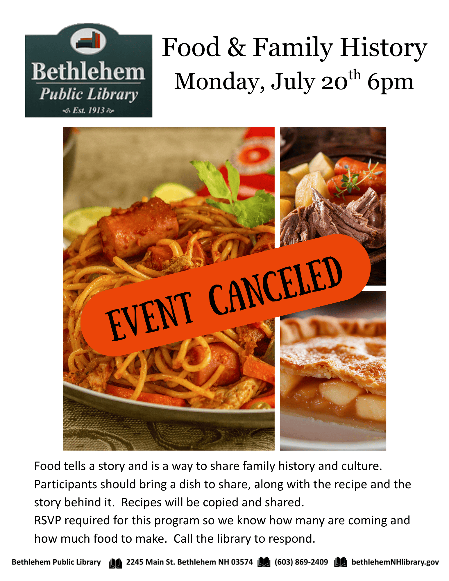 food & family history flyer