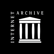 Internet Archive logo featuring a white, stylized classical building with four columns on a black background. The word INTERNET is written vertically to the left, and ARCHIVE is written horizontally at the top.