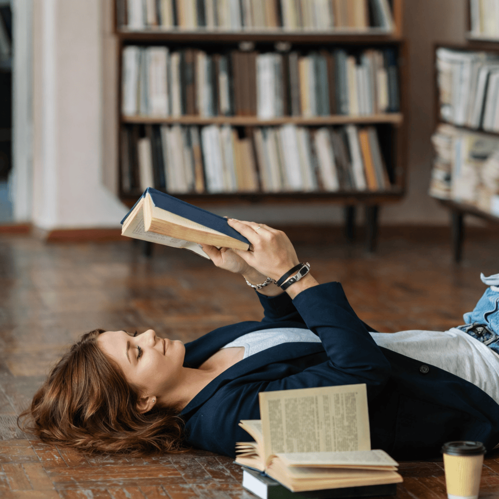 reading bliss in the library