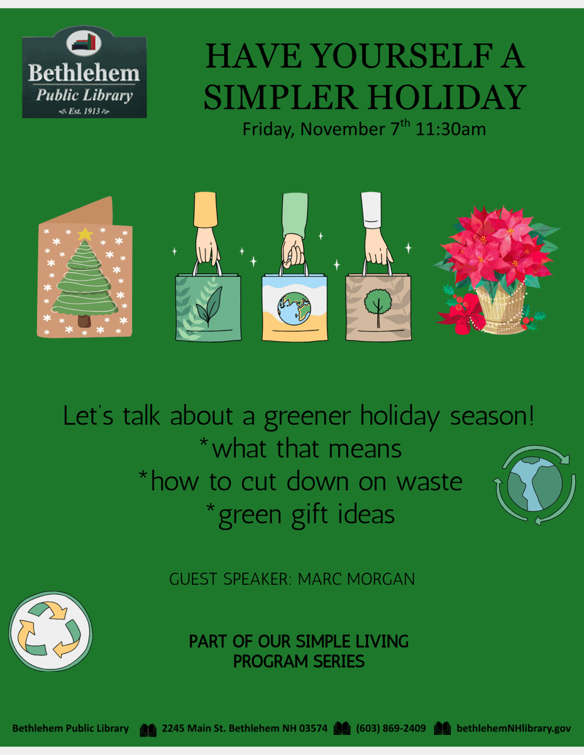 simple living holiday program flyer