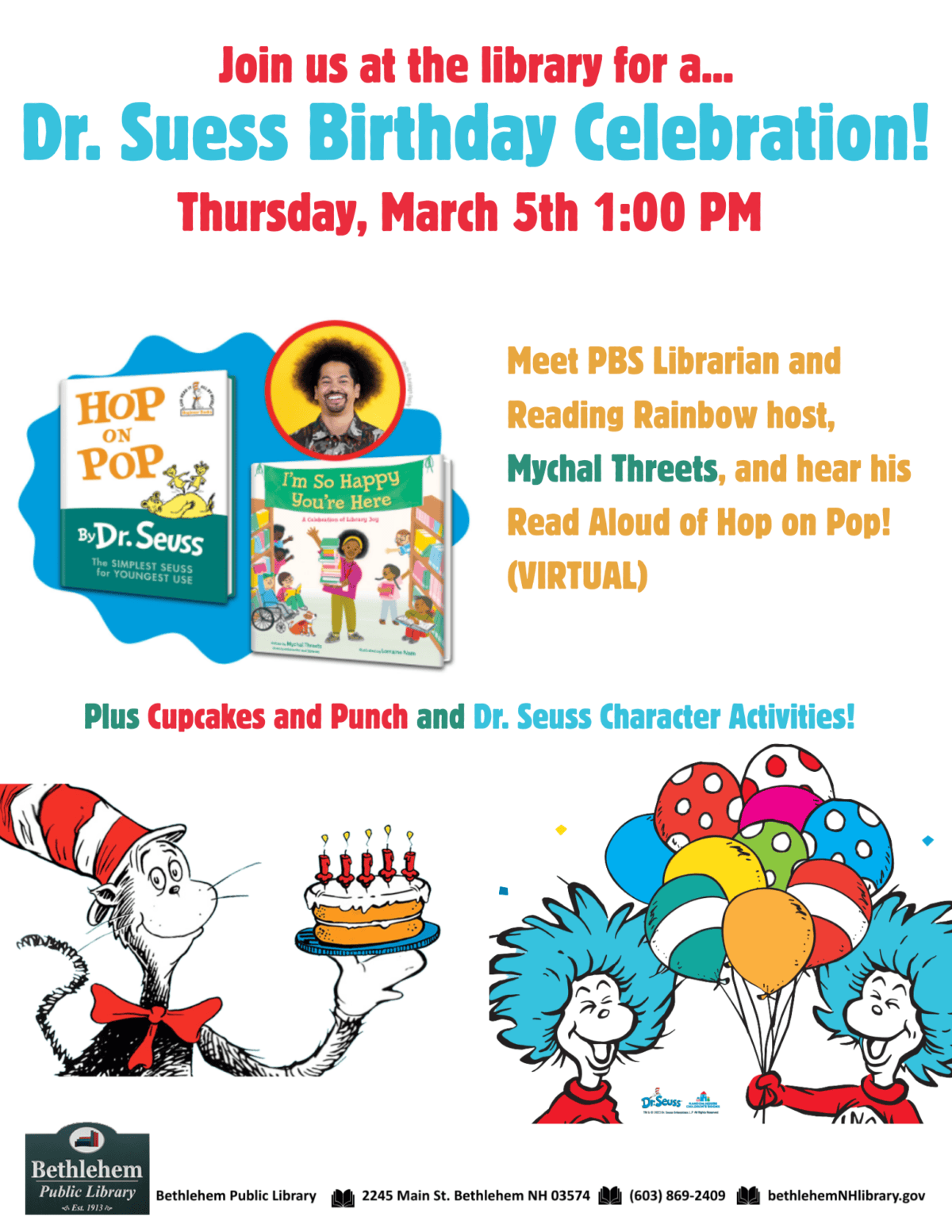 Dr Seuss birthday program flyer